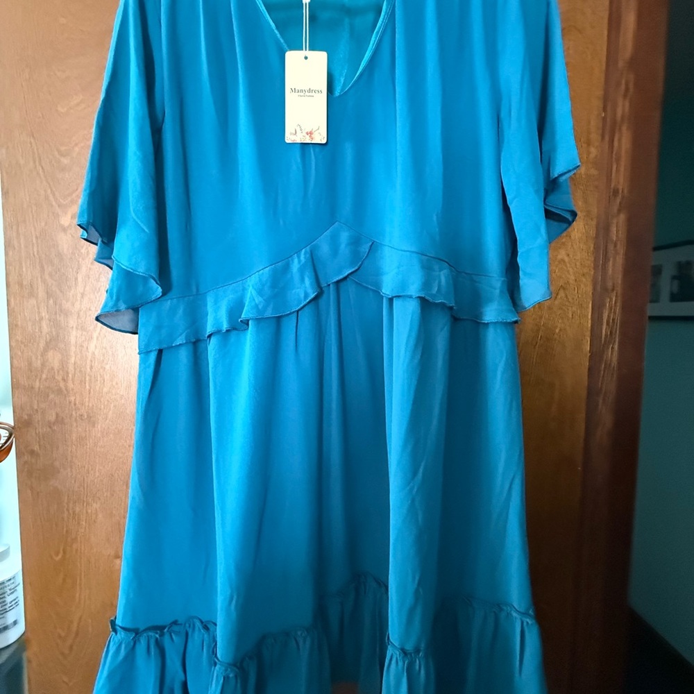 Teal Manydress V-Neck Blouse